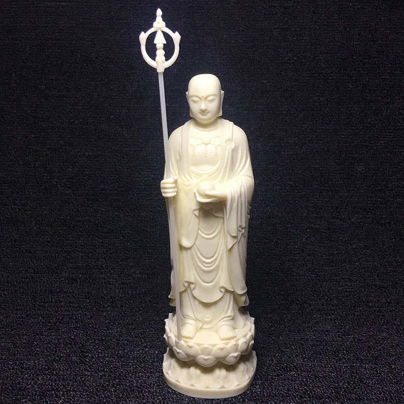 

White Ksitigarbha Buddha Sculpture Ornament Resin Carved Figure of Buddha Home Living Room Feng Shui statue Best Gift