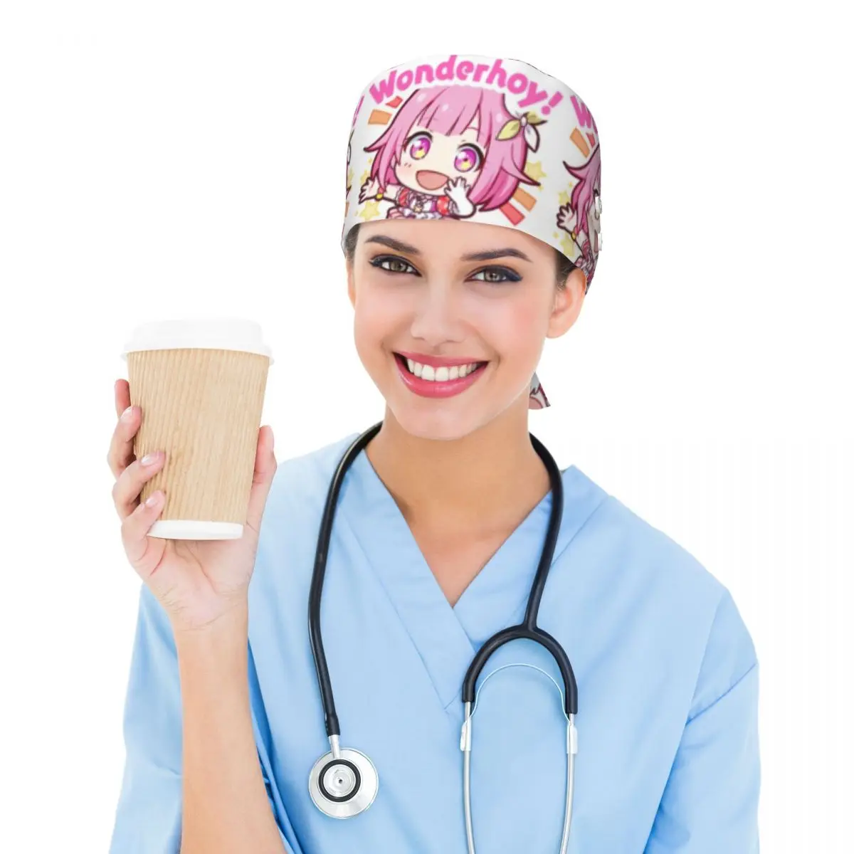 Фото Медицинская хирургическая шапочка Emu Otori Wonderhoy Stamp Scrub Hat для мужчин и женщин, регулируемая, для стоматологов и медперсонала. №2