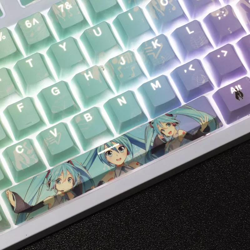 

1 Set PBT 5 Sides Dye Sublimation Keycaps Two Dimensional Pretty Girl Anime Backlit Key Caps For ANSI Layout Mechanical Keyboard
