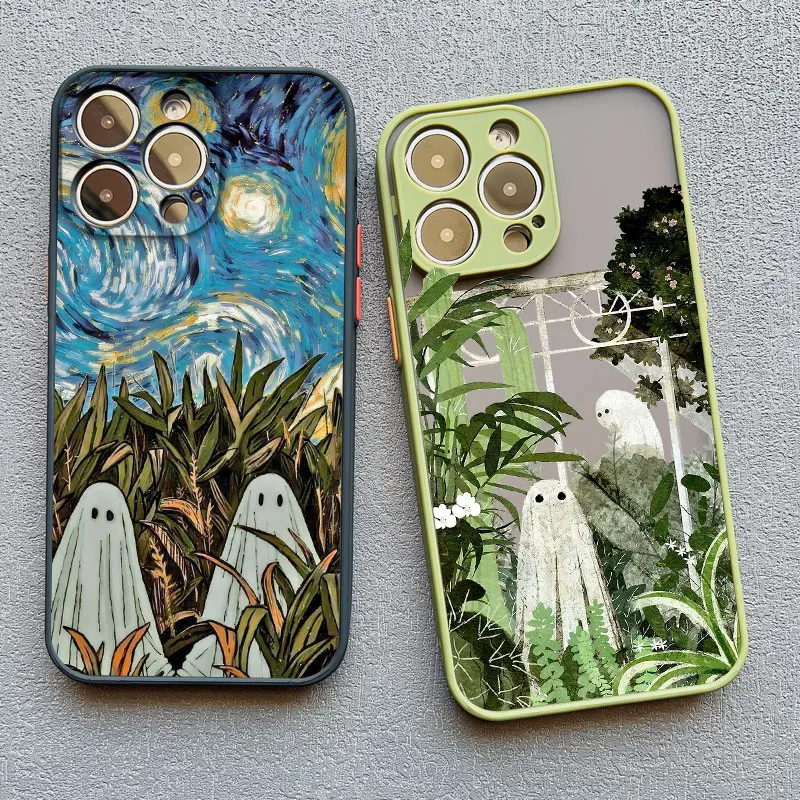 Противоударный чехол с милым призраком для телефона iPhone 13 12 Pro Max Mini 16 15 11 14 7 8 Plus SE2