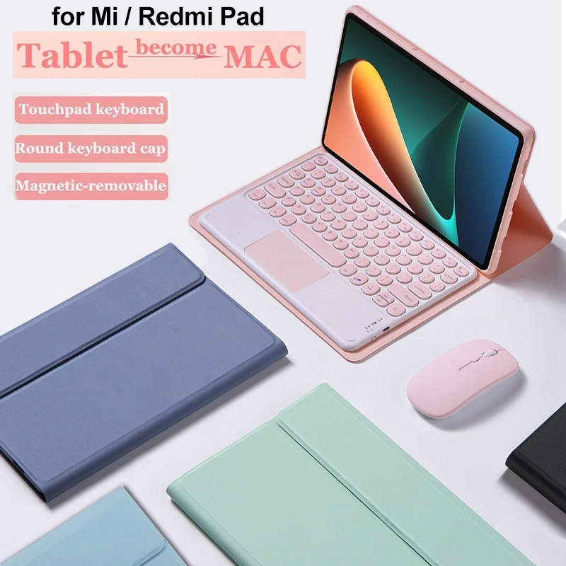 

Tablet Cover For Redmi Pad 10.61,Keyboard Case For Xiaomi Pad 5 Pro 11 12.4 Inch, Detachable Bluetooth Keyboard for Mi Pad 6 Pro