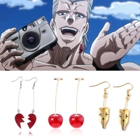 anime jojos bizarre adventure cosplay earrings kakyoin noriaki cherry drop earrings unisex custom ear clip jewelry gift