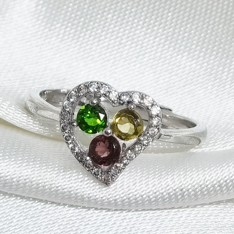 

MeiBaPJ Natural Tourmaline Gemstone Fashion Colorful Stone Flower Ring for Women Real 925 Sterling Silver Charm Fine Jewelry