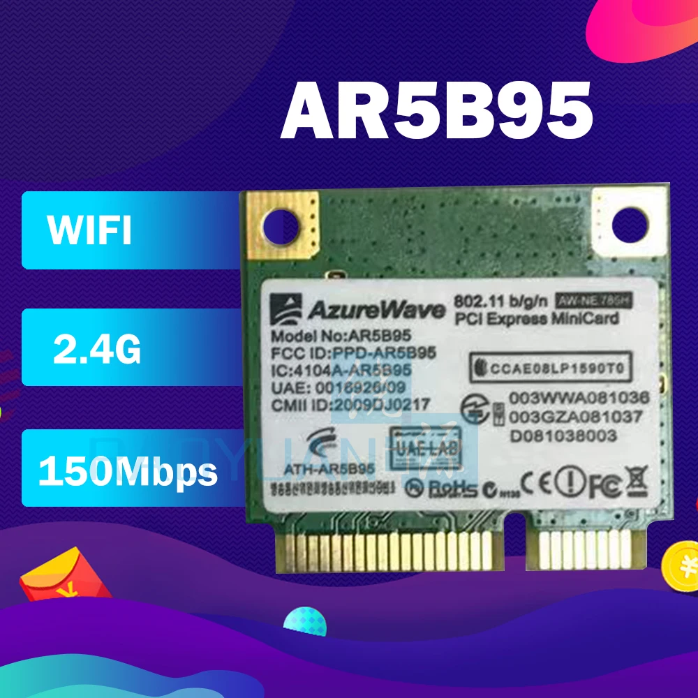 

AzureWave AW-NE785H AR5B95 AR9285 Половина Mini PCI-e беспроводной WLAN Wifi карта