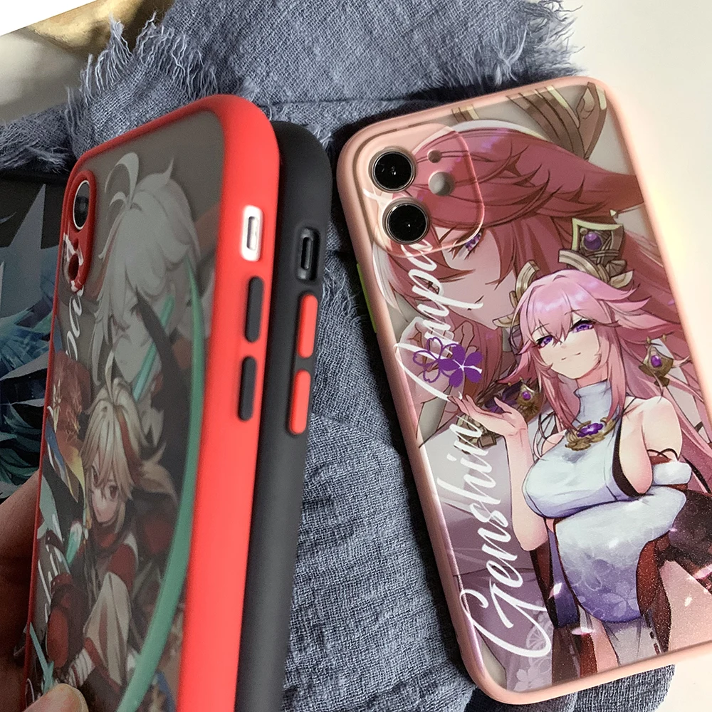 hot genshin impact game phone case for iphone 13 12 11 pro max xs xr x 7 8 plus black matte translucent cover funda coque new free global shipping