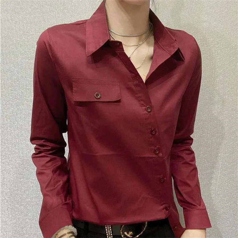Европейские товары Женская Однотонная рубашка с длинным рукавом пальто