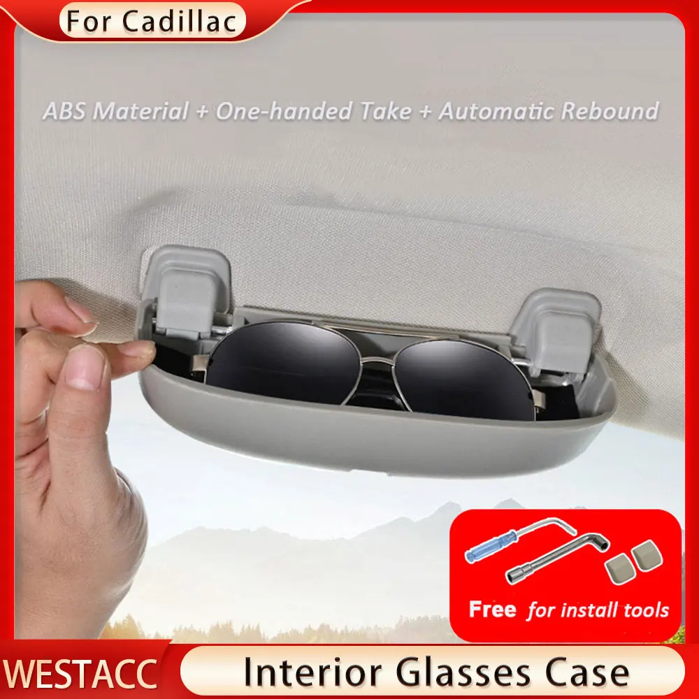 

ABS Car Glasses Holder Case Glasses Box Storage Holder for Cadillac ATS ATS-L Eyeglasses Sunglasses Case Accessories