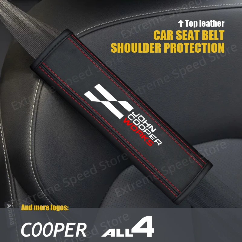 Кожаный автомобильный ремень безопасности с эмблемой для Mini Cooper John Works ALL4