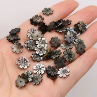 5pcs hot selling natural black shell beads petal shape shell pendant beads for jewelry making necklace bracelet for women
