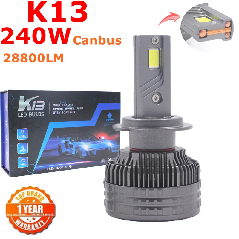 

K13 240W H7 H4 H11 Led Lamp 3 Copper Tube Led Light For Car Light Fog Light H7 H11 HB3 9005 Led Headlight Bulb