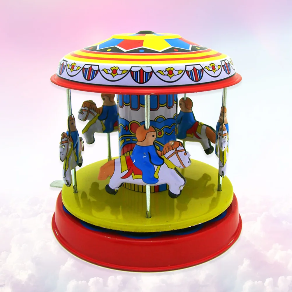 

Windtoy Toys Carousel Merry Round Go Clockwork Horse Vintage Tin Kids Rotatinggift Birthday Retro Party Wheel Model Ferris Funny