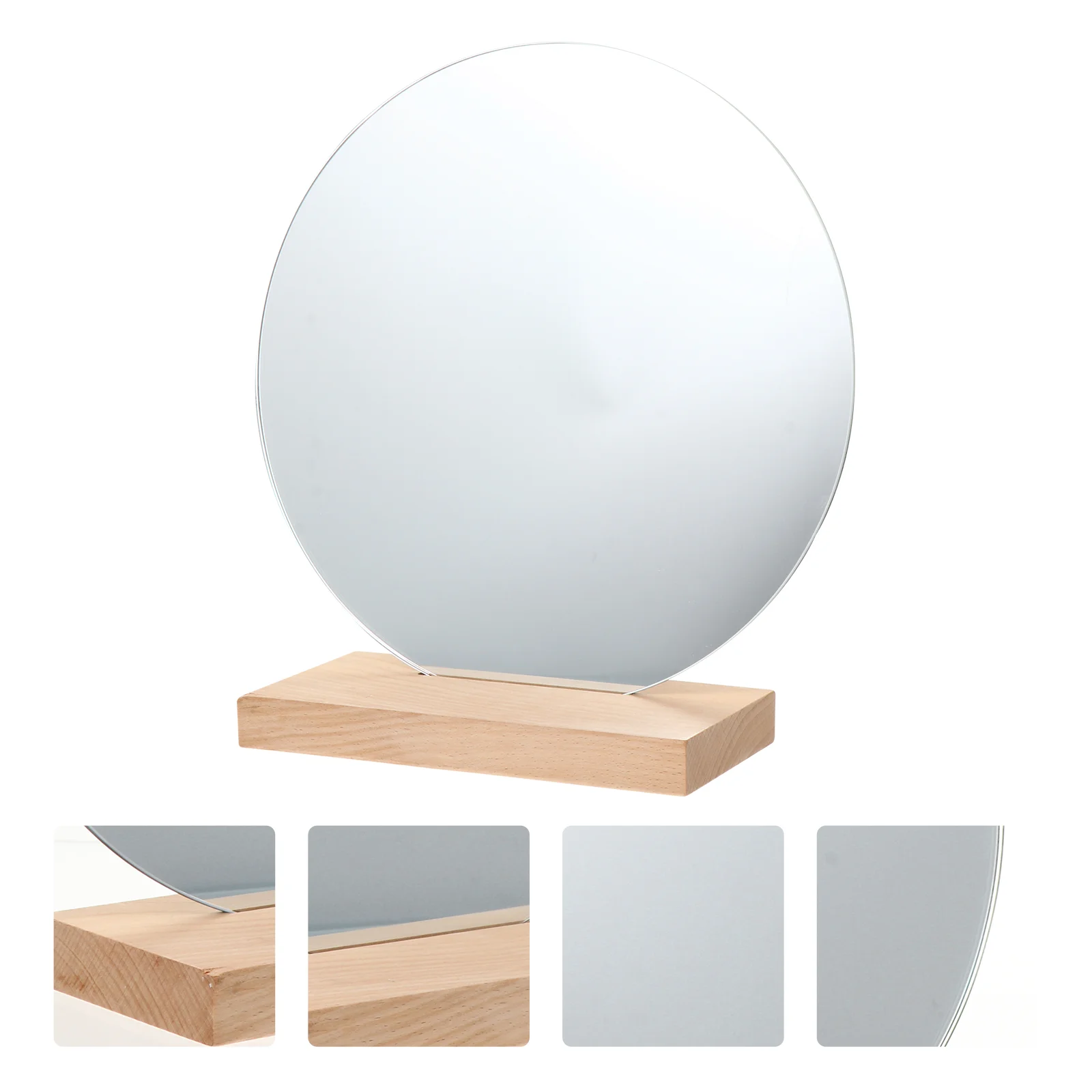 

Mirror Makeup Wood Table Round Vanity Dressing Mirrors Desktop Countertop Wooden Stand Standing Bedroom Tabletop Frame