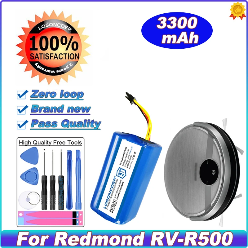 

LOSONCOER 3300mAh Robot Vacuum Cleaner Accessories For Redmond RV-R500 Gutrend Echo 520 For GENIO Deluxe 370 Battery