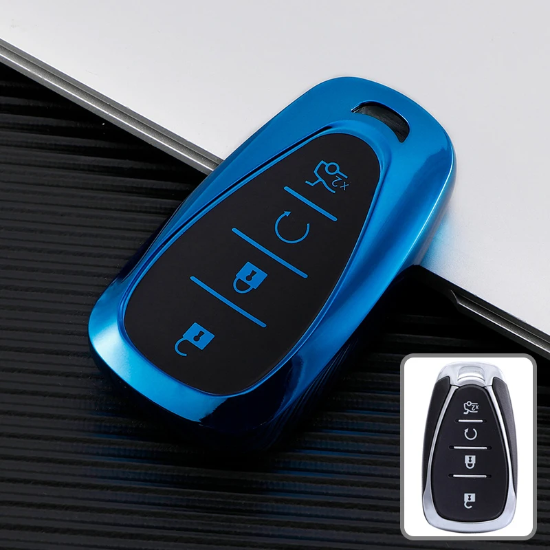 

Car Key Covers Soft TPU Key Case Fob Shell for Chevrolet Cruze Spark Sonic Camaro Volt Bolt Trax Malibu Cruze 4 Button Styling