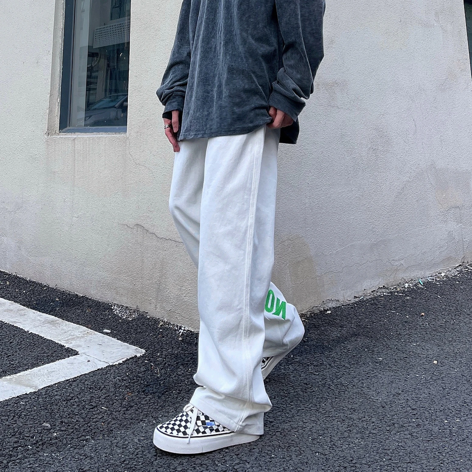 American High Street Retro Jeans White Hip-Hop Loose Wide-Leg Pants Fried Street Ruffian Handsome Long Pants Mopping The Floor