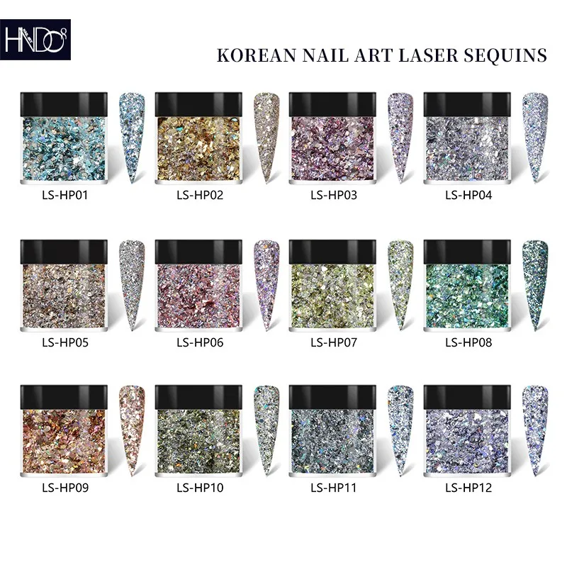 

Голографические шестигранные блестки HNDO, 12 цветов, блестки для ногтей, лазерный эффект для профессионального маникюра, дизайн «сделай сам»,...