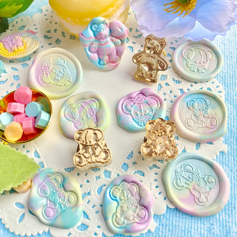 

Relief Wax Seal Cute Animal Sealing Stamp Head Lrregular Bear For Scrapbooking Envelopes Wedding With Handle