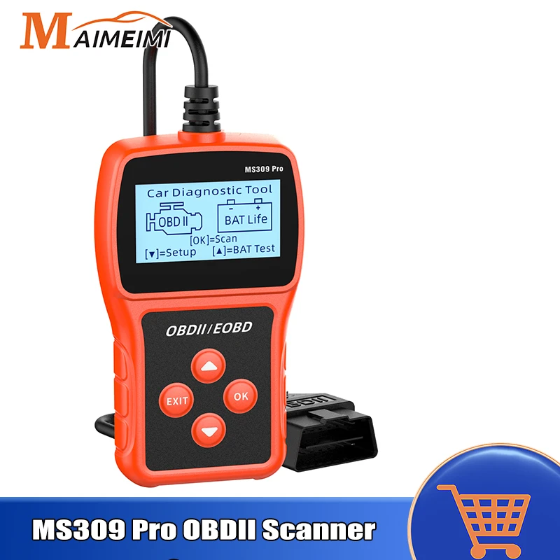 MS309 Pro OBD2 Автомобильный считыватель кодов двигателя Тестер батареи Чистый код