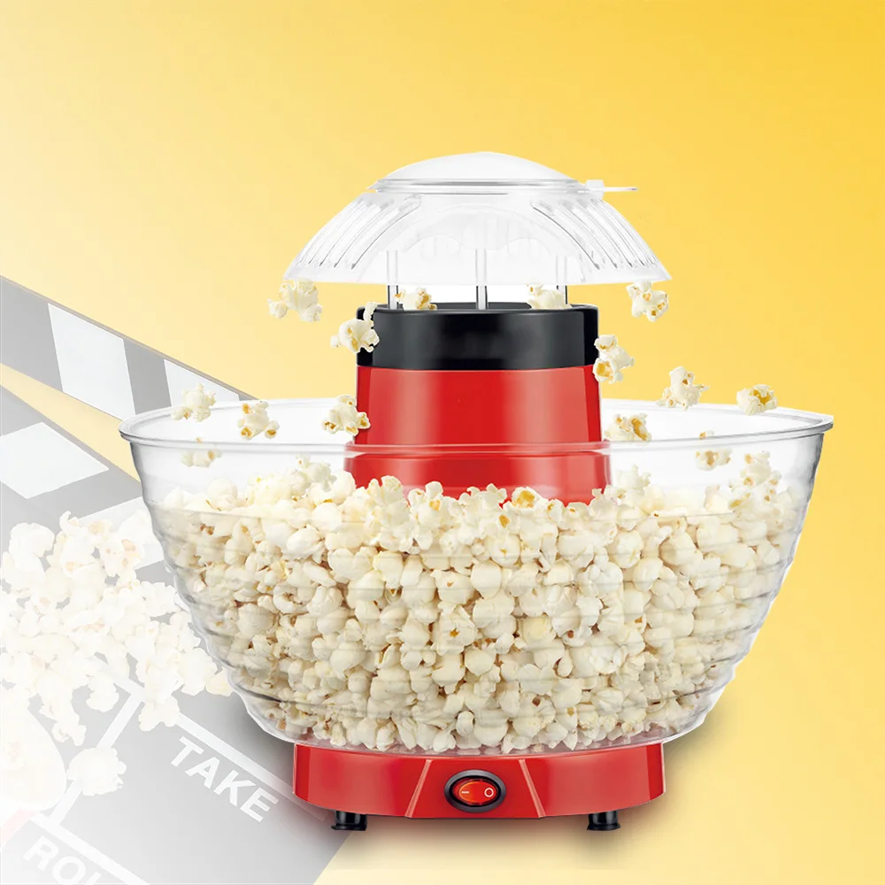 household Oil Free Corn Machine Hot Air Popcorn Machine Automatic Mini Popcorn for Household Kids DIY Popcorn