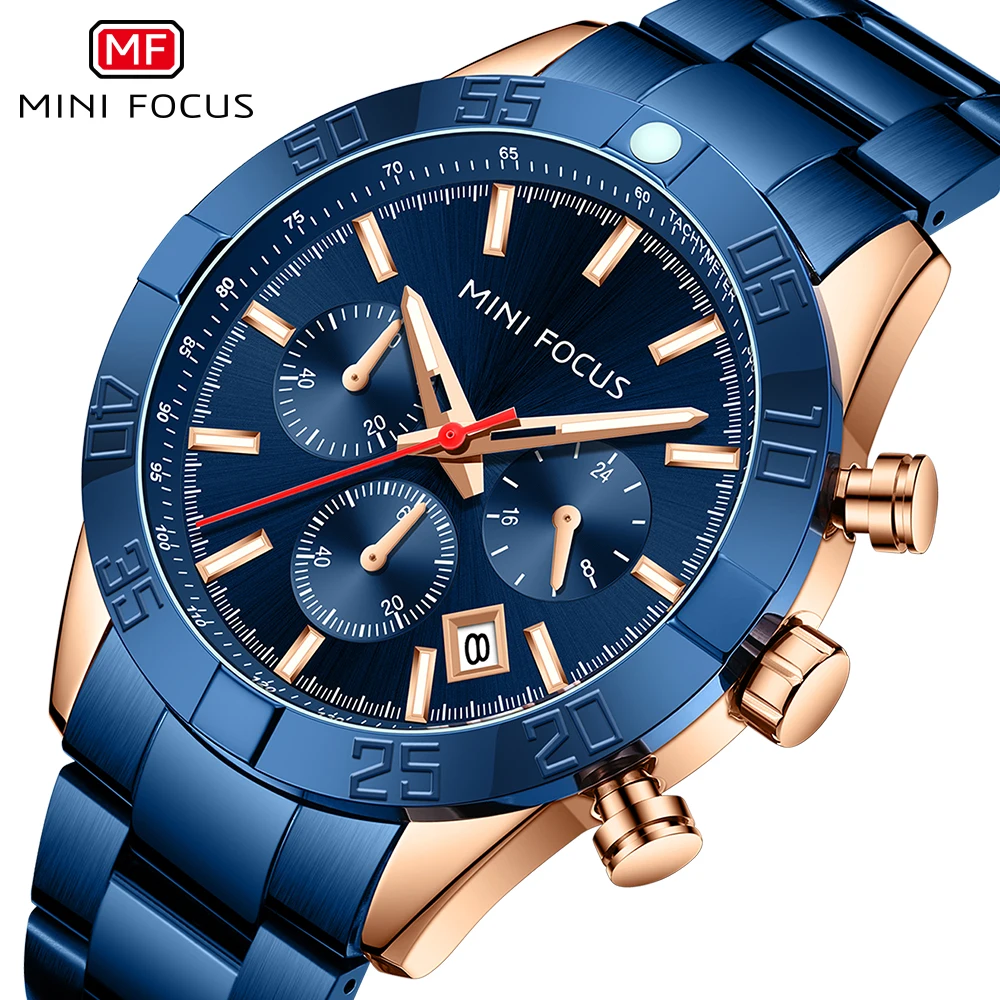 

MINI FOCUS Business Watch for Men Quartz Luxury Wristwatch Top Brand Sub-Dials Calendar Watterproof Stainless relogio masculino