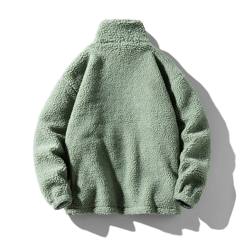 Men's Winter Lamb Wool Coat Men's Thickened Loose Lamb Velvet Stand-up Collar Couple's Cotton Clothes