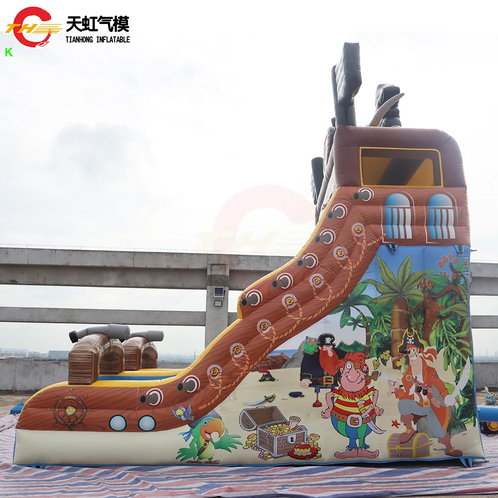 Фото Sea Shipping Commercial Inflatable Slide Big Size Children Kids Jumping Giant Inflatable Pirate Ship Slide for Amusement Park №4
