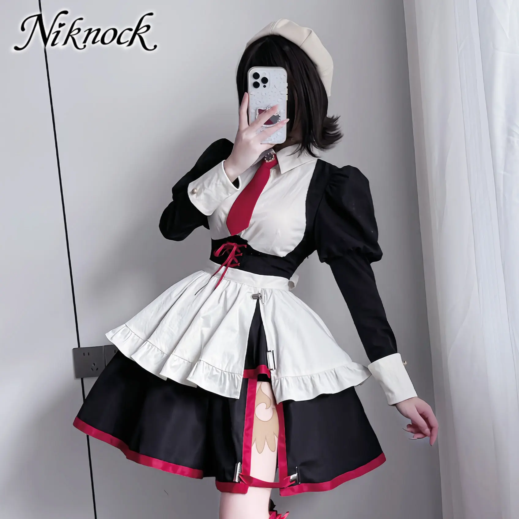 Фото Костюм для косплея горничной Шаннон из аниме Umineko no Naku Koro ni: рубашка с пышными рукавами, юбка с разрезом, полный комплект, одежда для ролевых игр №1