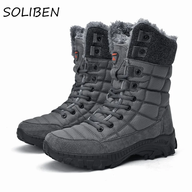 

Winter Mens Hiking Boots Snow Boots Plus Velvet Warm Outdoor Casual Short Boots Resistance Men Cotton Shoes Ankle Boots