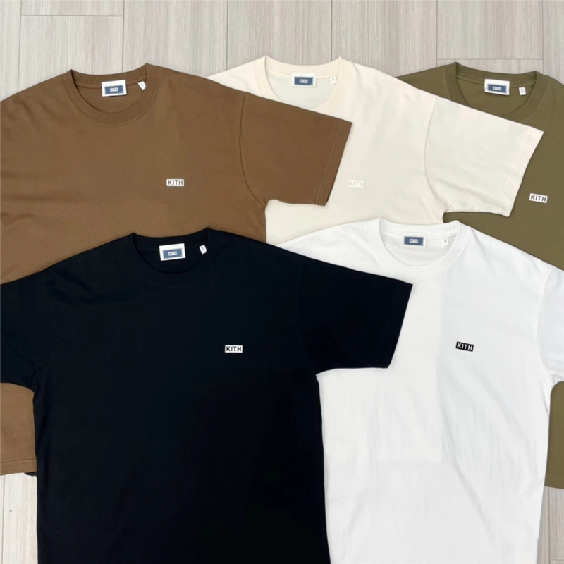 

Men Women 1:1 High Quality Oversized Tops Tee Vintage KITH Short Sleeve Flocked Box Logo KITH T Shirt