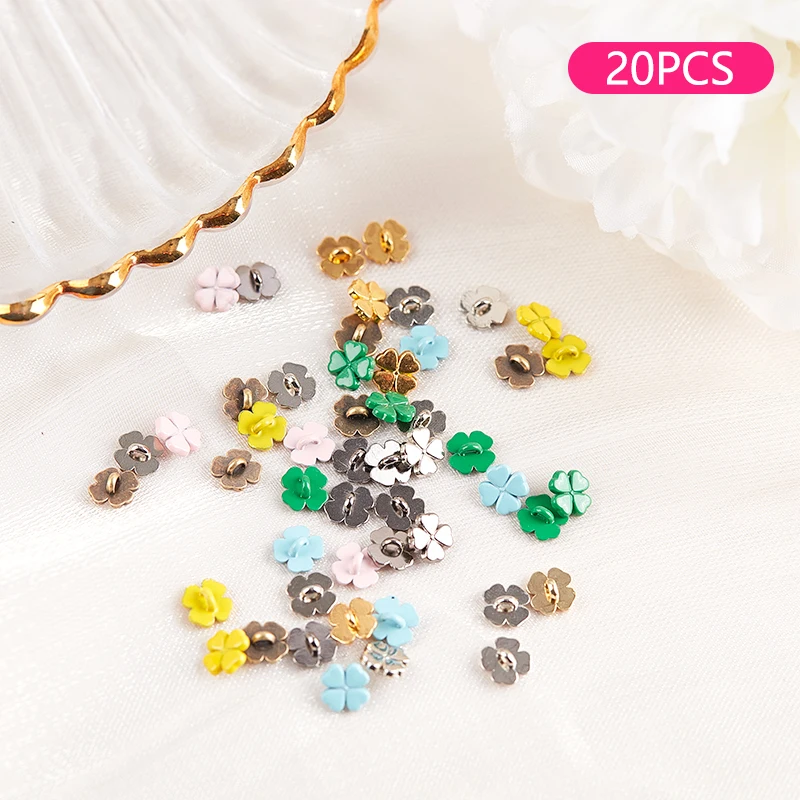 

20pcs 65mm Clover Shape Mini Metal Buckles Mini Buttons Clothing Sewing Accessories Buckle Doll Bags Dolls Accessories