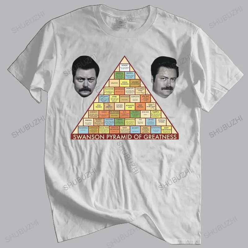 

Cotton Tshirt Men Crew Neck Tops Ron Swanson Parks And Recreation Pyramid Of Greatness mens Unisex Teeshirt Euro Size