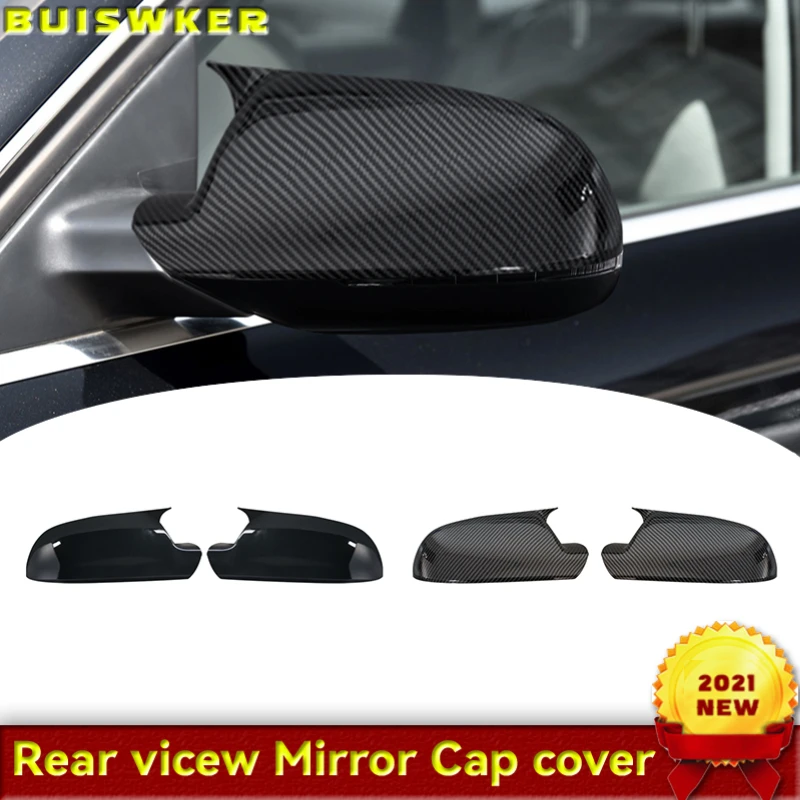 

Carbon Look black full replacement with clips car door side mirrors caps rearview mirror cover for Audi A4 A5 B8 A3 A6 C6 Q3