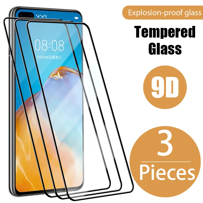 

Защитное стекло с полным покрытием экрана для Huawei, Защитная пленка для Huawei P40, P30, P20 Lite, P30, P40, P20, Y9a, Y7a, Y9S, Y8S, Y7p, Y6p, стекло, 3 шт.