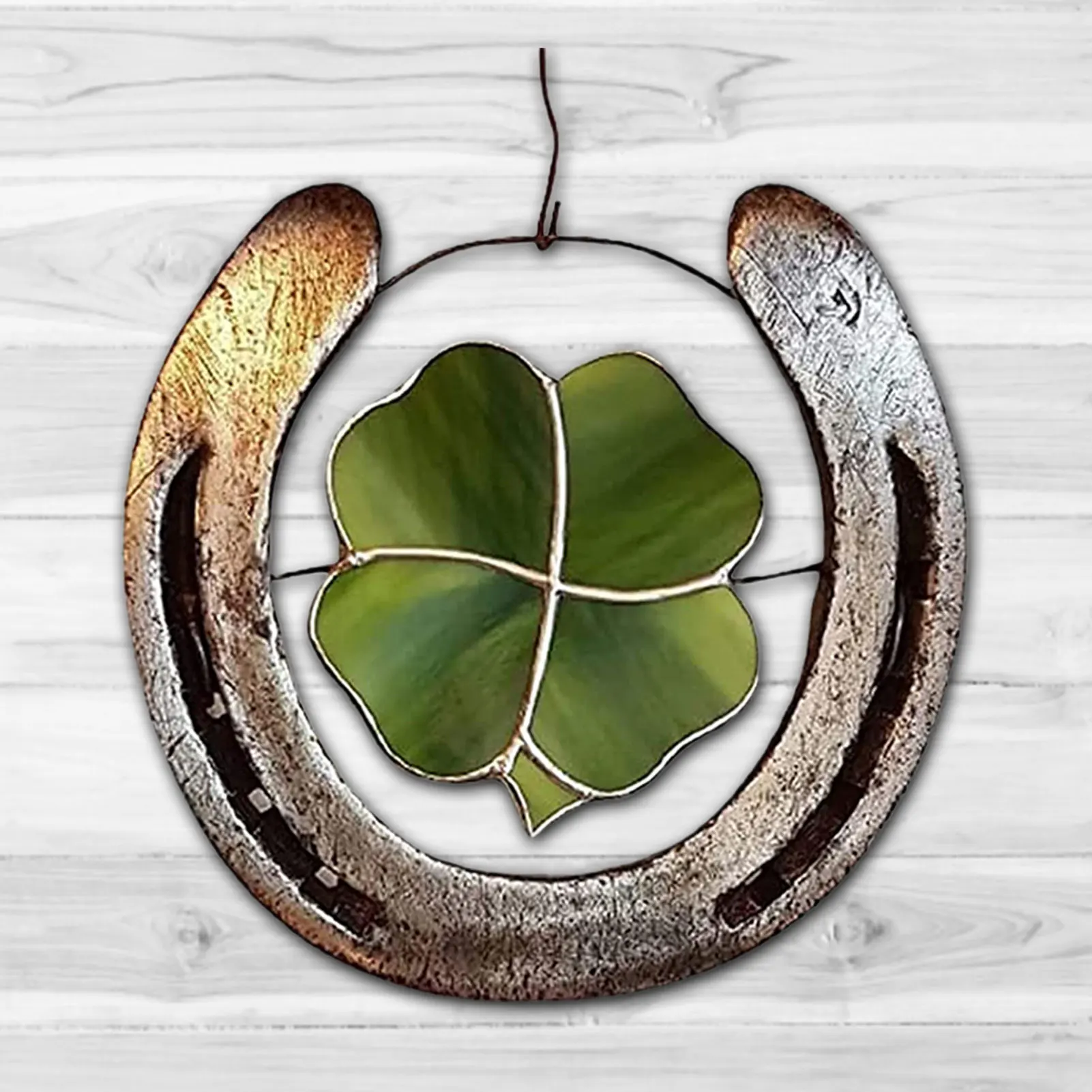 

Four Leaf Clover Lucky Horseshoe Good Luck Charms Metal Four Leaf Clover Horseshoe Hangings Ornaments Bring Good Luck