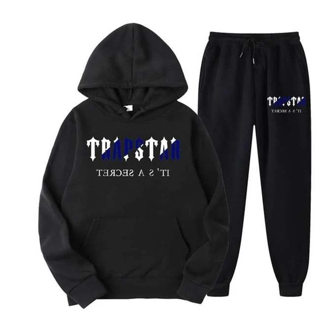 

2022 New Brand TRAPSTAR Printed Sportswear Men 15 Colors Warm Two Pieces Set Loose Hoodie Sweatshirt + Pants Set Hoodie Jogging