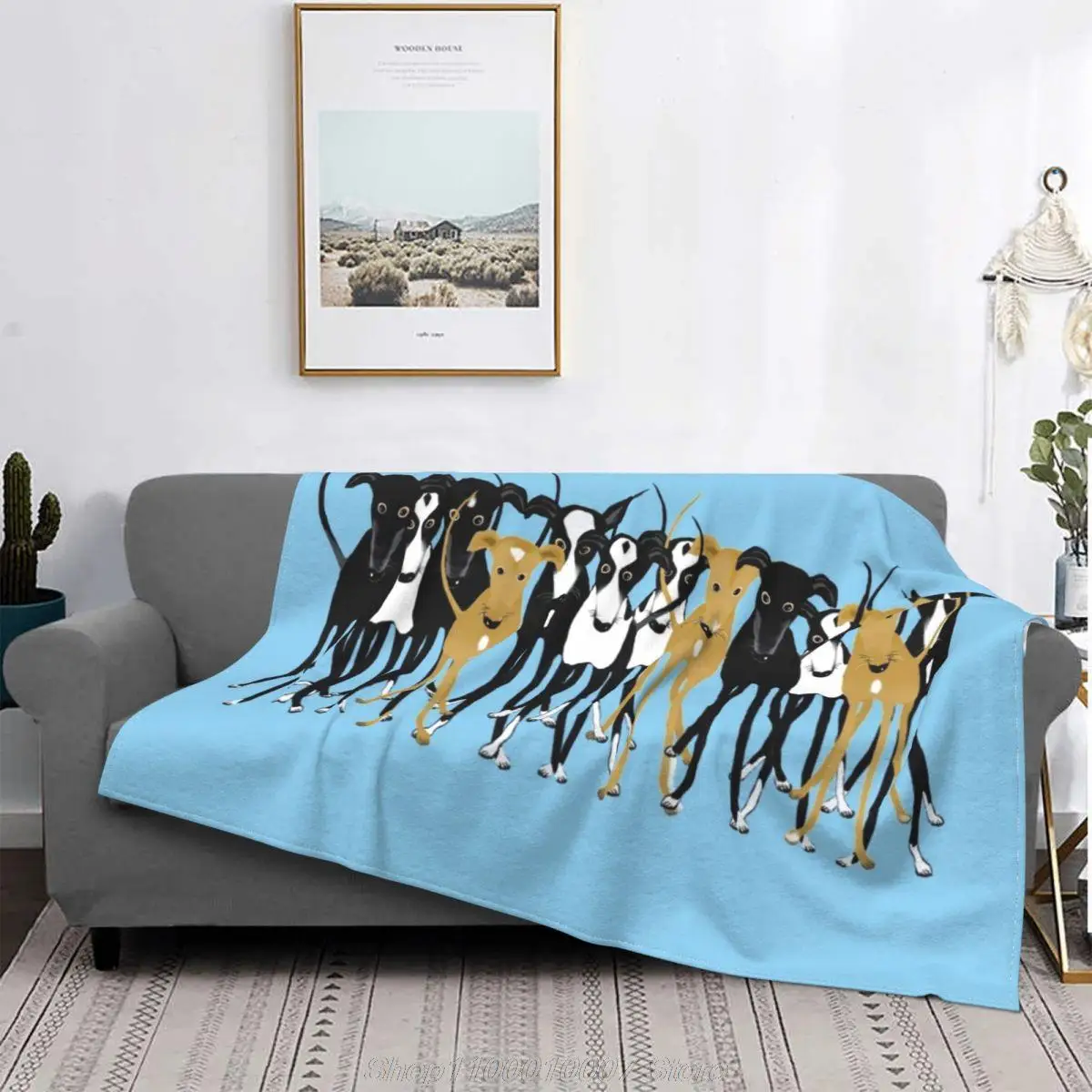 

Greyhound Gathering Blankets Fleece Autumn Whippet Lurcher Dog Galgo Cartoon Breathable Throw Blankets for Bed Couch Bedspread