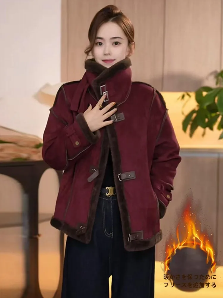 Меховая интегрированная берберская флисовая верхняя одежда для женщин осень и