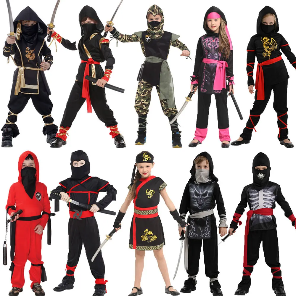 

Boys Dragon Ninja Anime Costume Halloween Costumes Girls Warrior Cosplay Carnival Party Fancy Dress Up For Kids Children