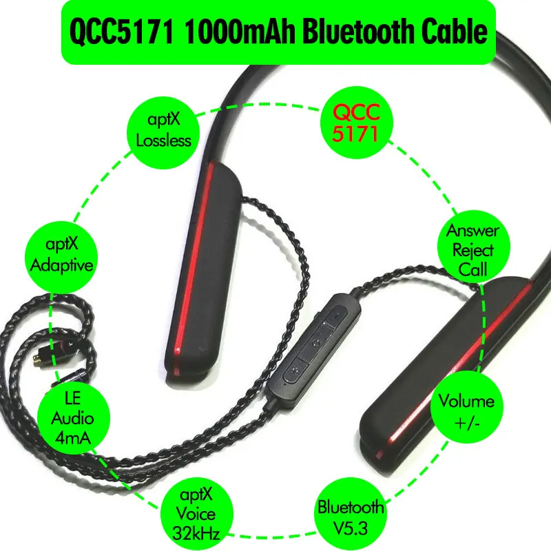 

AptX Bluetooth модуль без потерь 1000 мАч DIY N5005/IE300/IE900/QDC/2Pin/IE80/IE40PRO/A2DC/MMCX кабель QCC5171 LE-Audio маломощный LL
