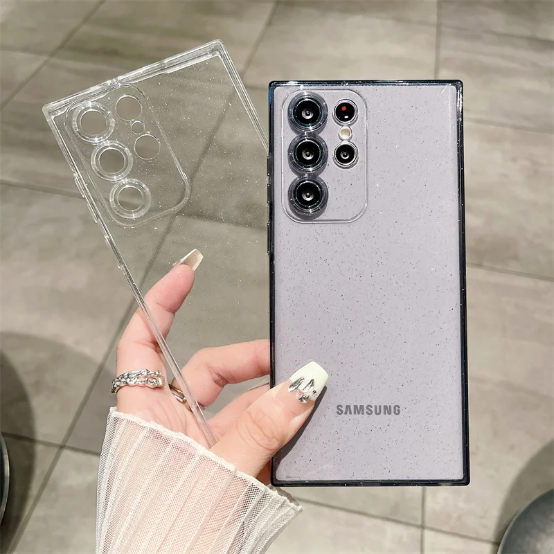 Роскошный прозрачный противоударный Блестящий жидкий мягкий чехол для Samsung S20 S21