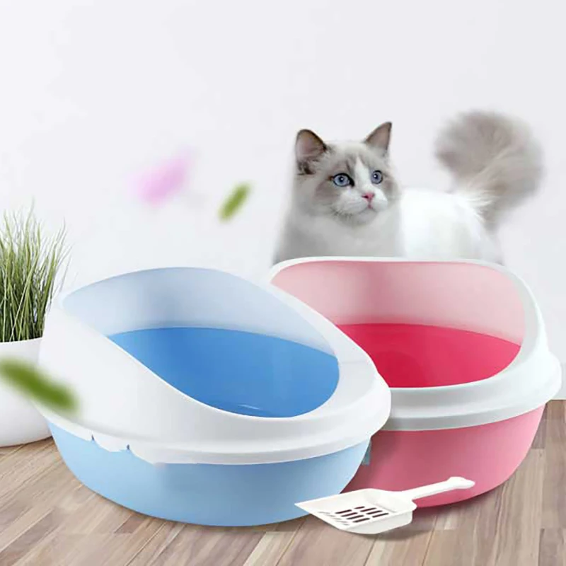 

2022 New Litter Box Large Spacious And Strong Cat Toilet Removable Semi Closed Cleaning Cats Poop Bowl For Cleanings Pets