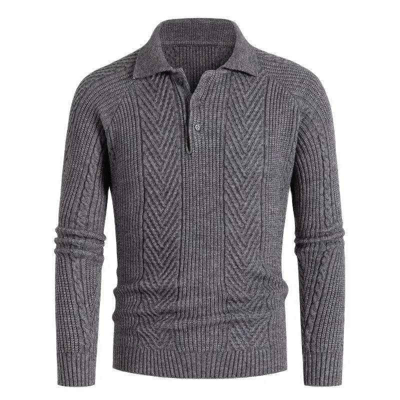 

Winter 2021 Thick warm Bottom sweater Men's casual lapel Polo shirt