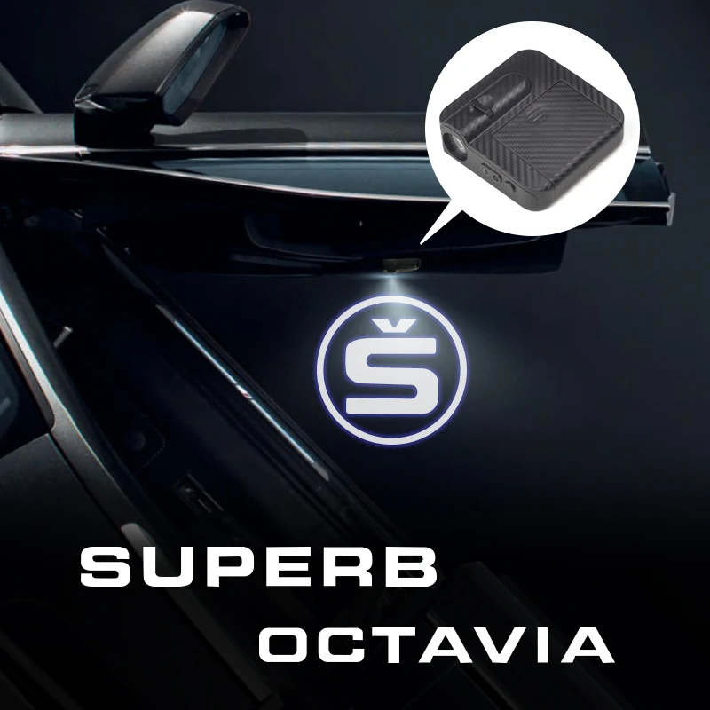 

2Pcs LED Car Door Emblem Light Welcome Lamp Wireless Laser Projector For Octavia A5 A7 Superb 2 MK2 Fabia Yeti Rapid Skoda