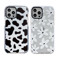 ins brand cow pattern flowers clear phone case for iphone 13 12 mini 11 pro xs max x xr 7 8 6 plus se 2 cute soft silicone cover