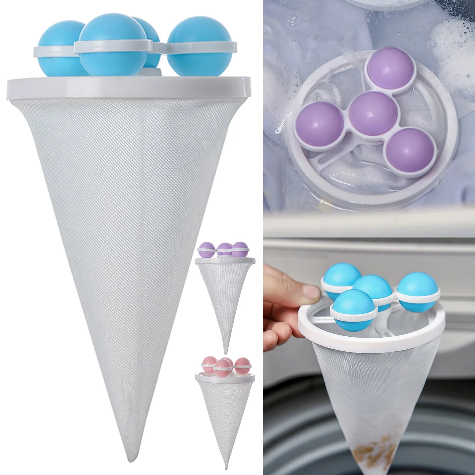 

Washing Machine Float Filters Floating Pet Hair Removal Catcher for Laundry Reusable Mesh Dirty Collection Bag Lint Remover