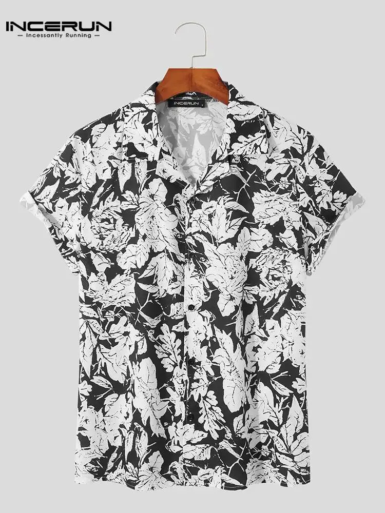 

INCERUN Summer Men Casual Shirt Printing Lapel Short Sleeve Button Streetwear Hawaiian Shirts 2022 Leisure Camisa Masculina 3XL