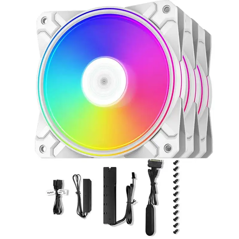 

DEEPCOOL 3-IN-1 kit CF120 PLUS White version 120mm 5V 3Pin 12cm ARGB PWM addressable mute case fan support CPU water cooling fan