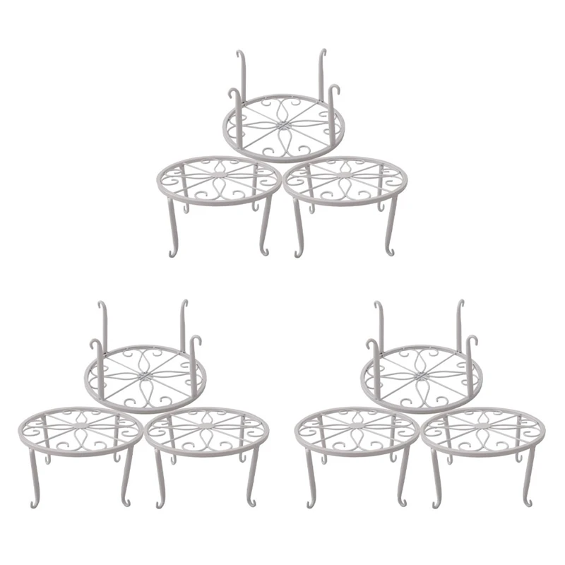 

Metal Plant Stand Floor Flower Pot Rack Iron Art Plant Stands Pot Holder,9 Pieces In One Package (White)