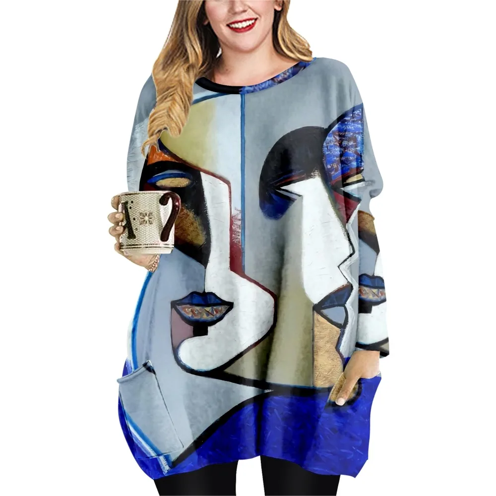 

SOJINM Women Abstract Printing T-shirt Female Summer Casual Vintage T-shirt Clothing Top Long Sleeve Blouse Oversized 2XL
