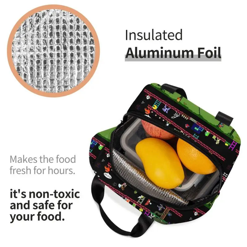 Сумка для ланча с коллажем аркадных игр Donkey Kong термоохлаждающий изолированный